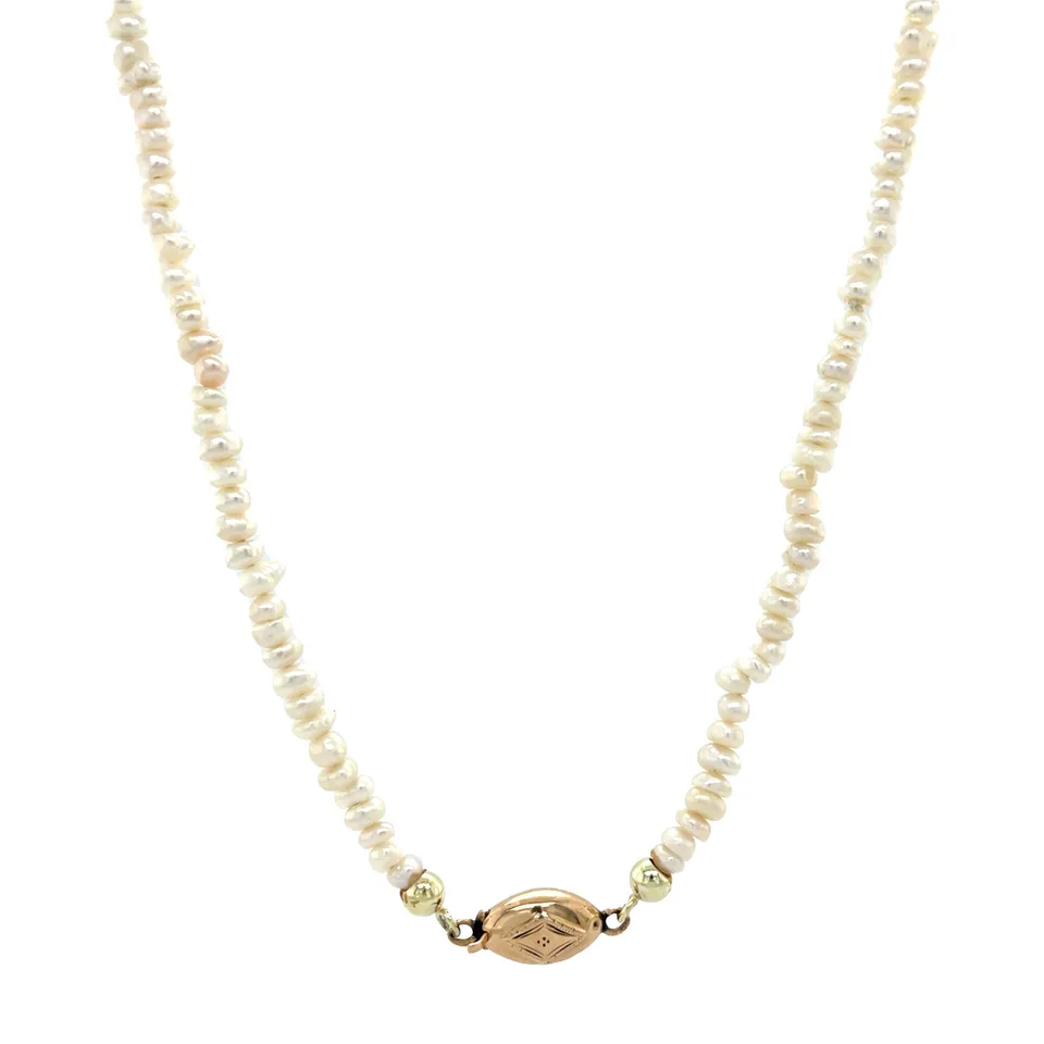 Vintage Pearl Necklace with 14K Gold Clasp