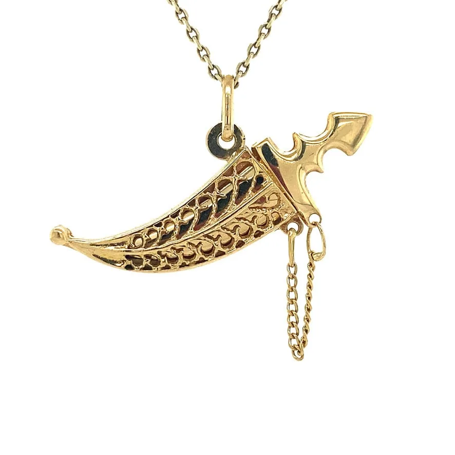 Vintage 18K Gold Pendant Zwaard