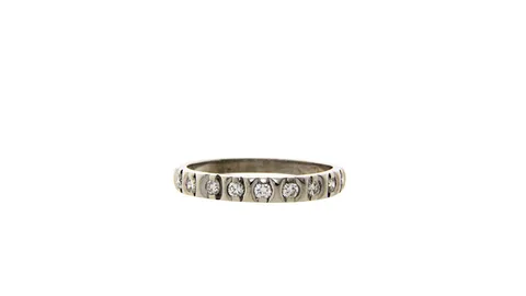 Vintage 14K White Gold Half Alliance Ring with Diamond