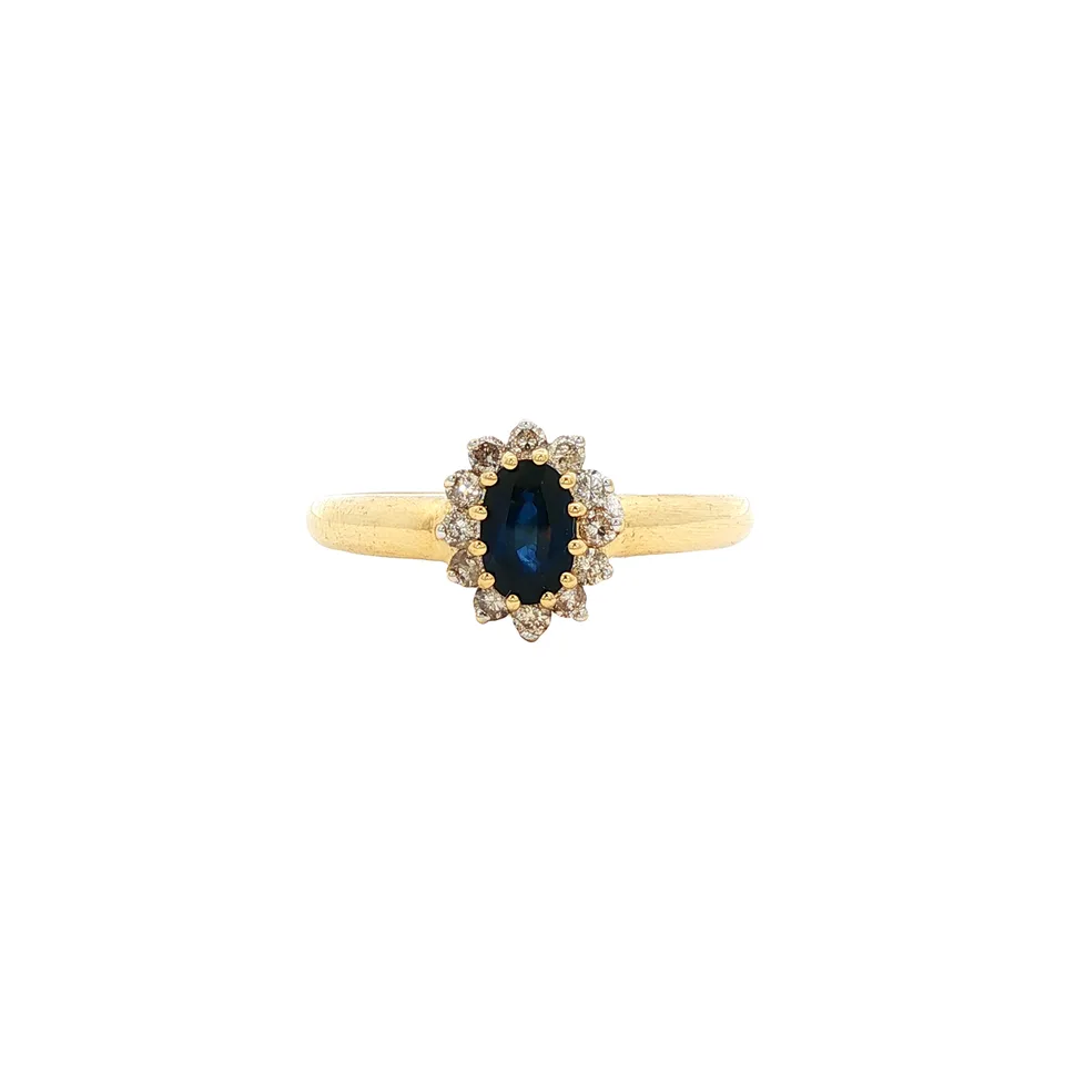 Vintage 18K Gold Ring with Sapphire and Diamond
