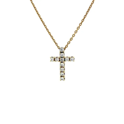 Vintage 8K Gold Cross Pendant with Cubic Zirconia