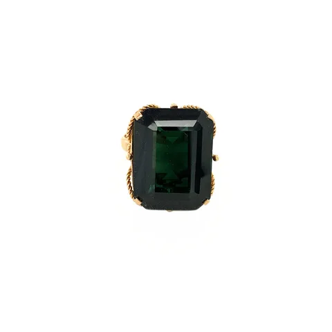 Vintage 18K Rose Gold Ring with Tourmaline
