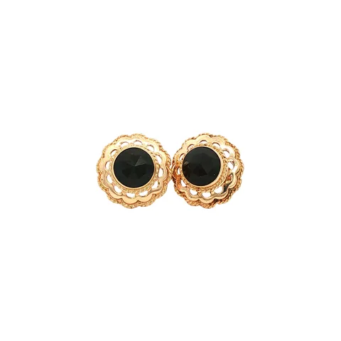 Vintage 14K Gold Stud Earrings with Garnet