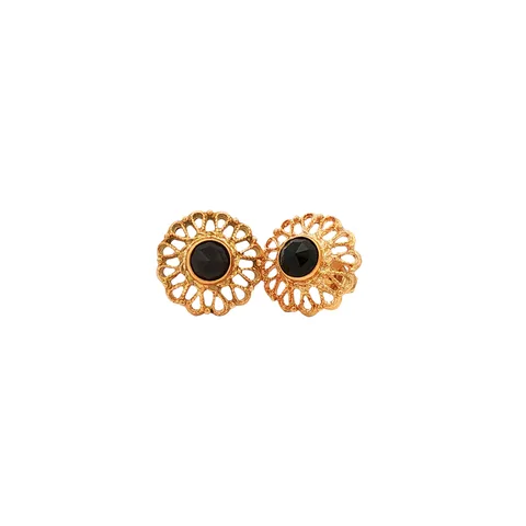 Vintage 14K Gold Stud Earrings with Garnet