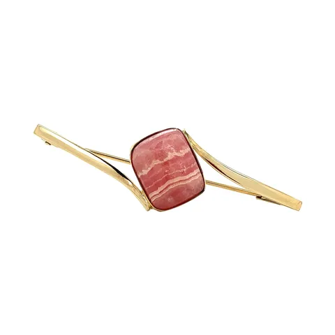 Vintage 14K Gold Brooch with Rhodochrosite