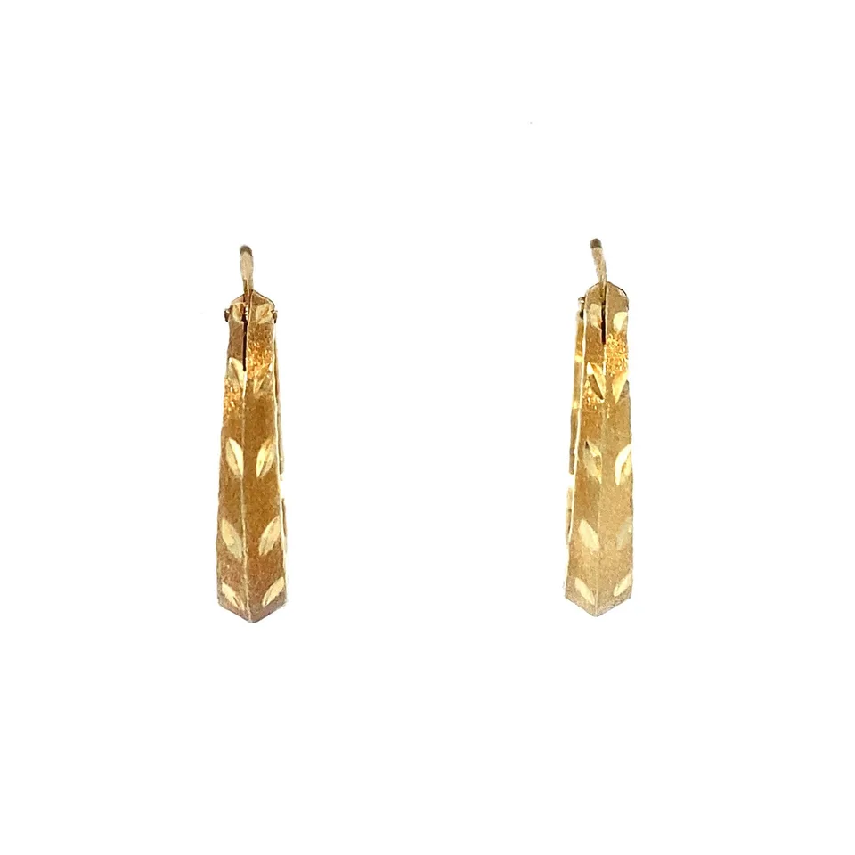 Vintage 14K Gold Fancy Hoop Earrings