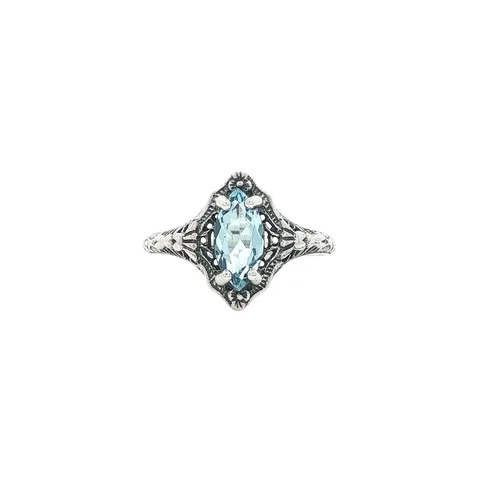 Vintage Sterling Silver Ring with Blue Topaz