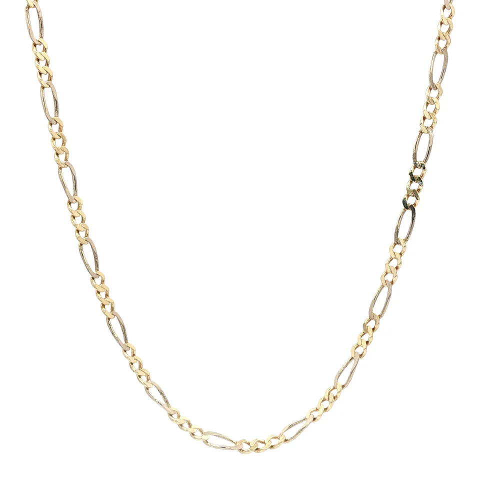 Vintage 14K Two Tone Gold Figaro Necklace