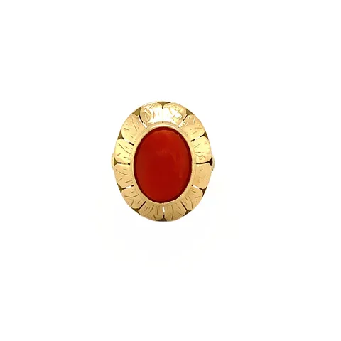 Vintage 14K Gold Ring with Red Coral