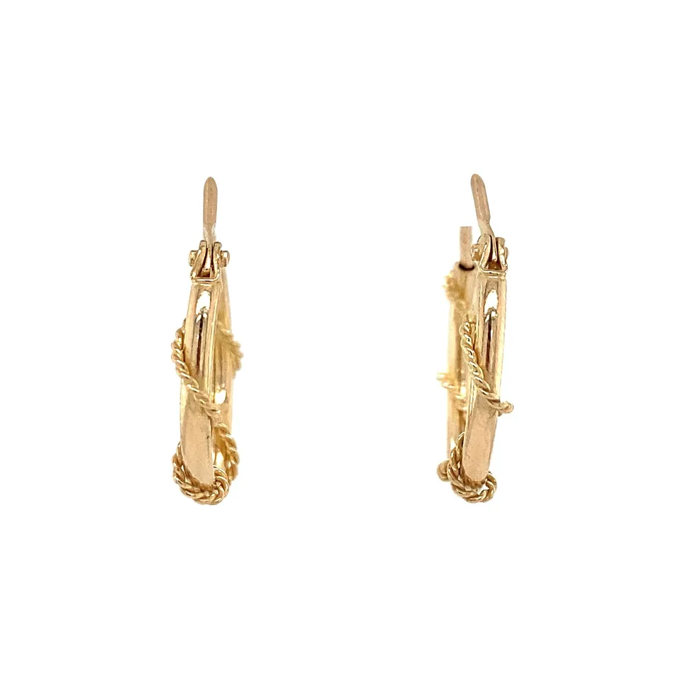 Vintage 14K Gold Fancy Hoop Earrings