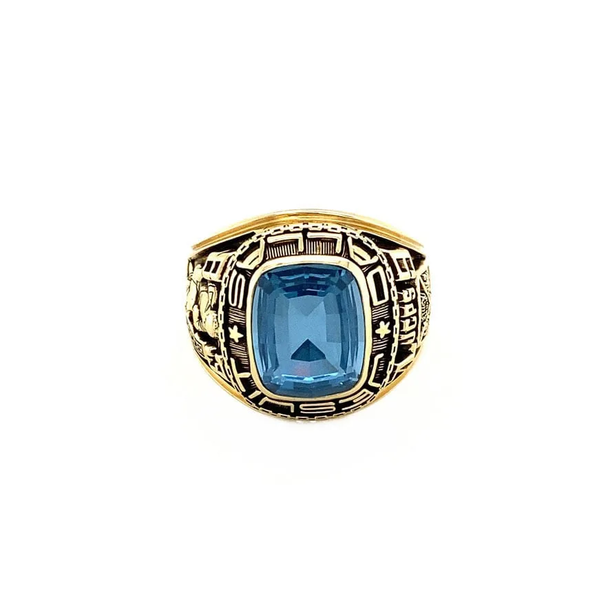 Vintage 10K Gold Men's Ring with Blue Spinel