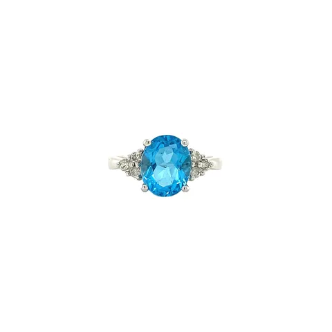 Vintage 14K White Gold Ring with Topaz and Diamond