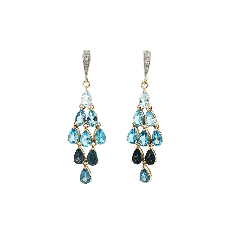 Vintage 9K Gold Earrings with Topaz and Diamond
