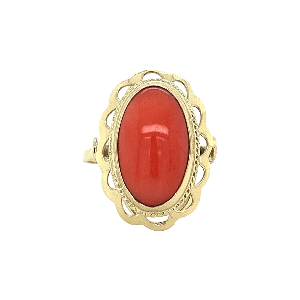 Vintage 14K Gold Ring with Red Coral