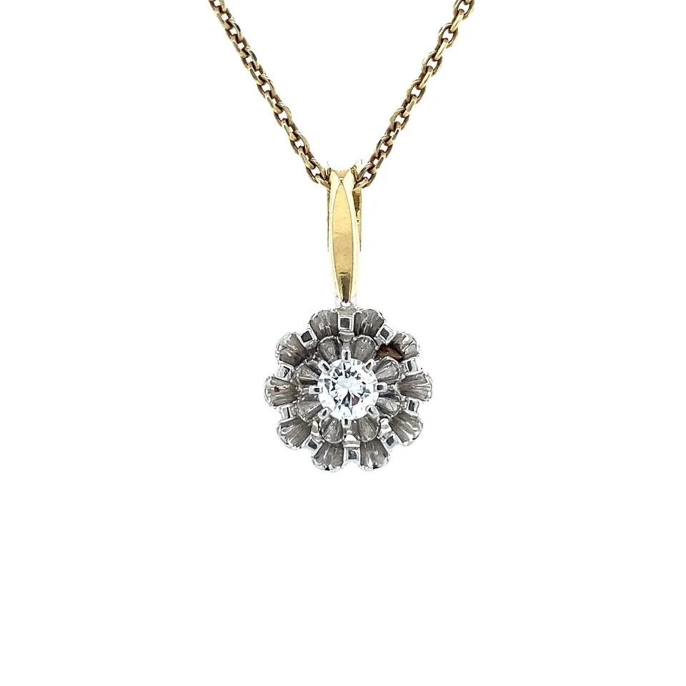 Vintage 14K Two Tone Gold Pendant with Diamond