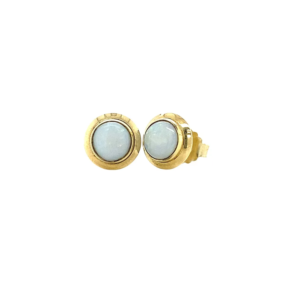 Vintage 14K Gold Stud Earrings with Opal