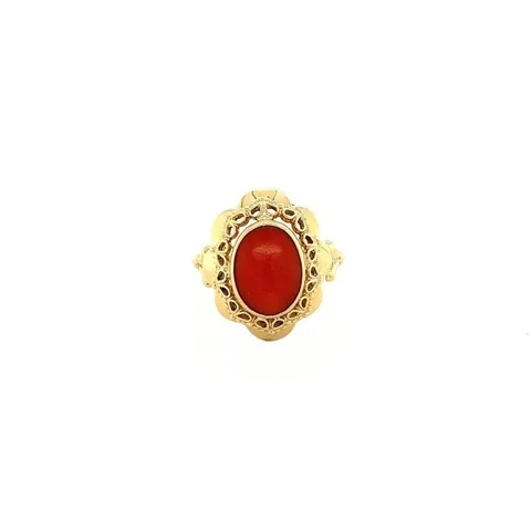 Vintage 14K Gold Ring with Red Coral