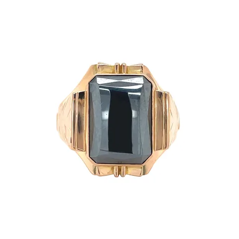 Vintage 18K Gold Ring with Hematite