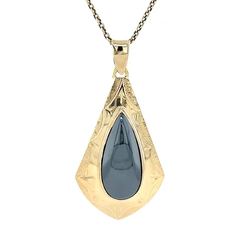 Vintage 14K Gold Pendant with Hematite