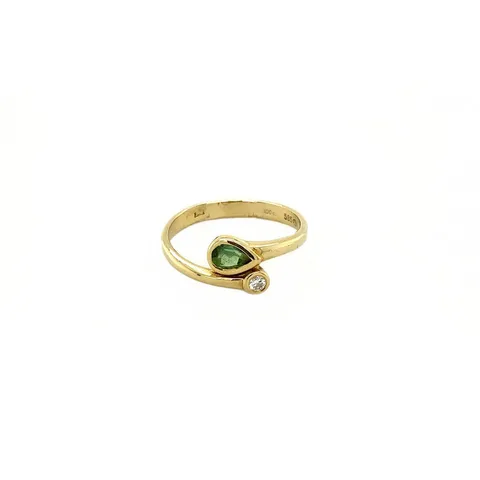 Vintage 14K Gold Ring with Diamond and Tourmaline