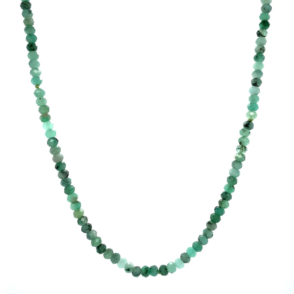 Vintage Emerald Necklace with 14K Gold Clasp 38.5 cm