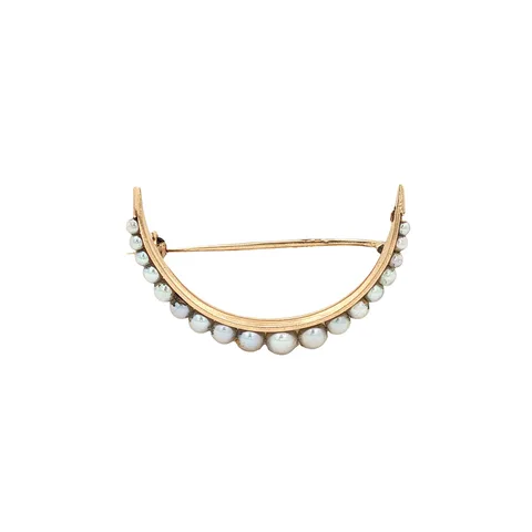 Vintage 18K Gold Brooch with Pearl