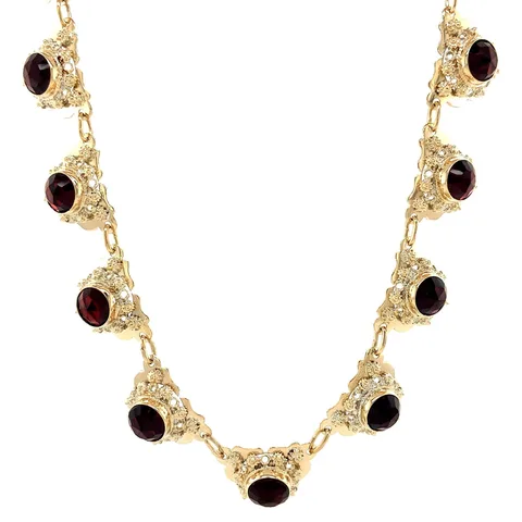 Vintage 14K Gold Necklace with Garnet