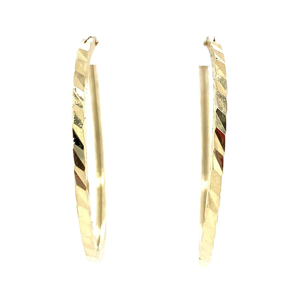 Vintage 14K Gold Fancy Hoop Earrings