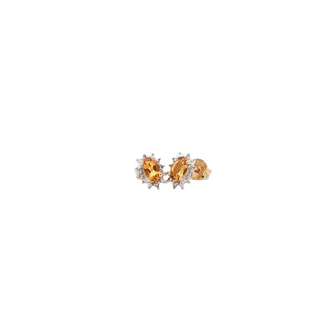 Vintage 9K Gold Earrings with Citrine and Diamond