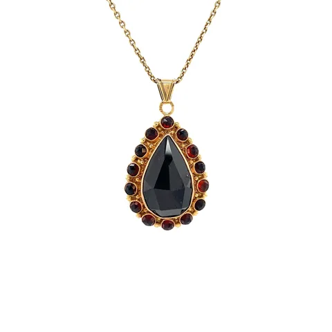Vintage 14K Gold Cluster Pendant with Garnet