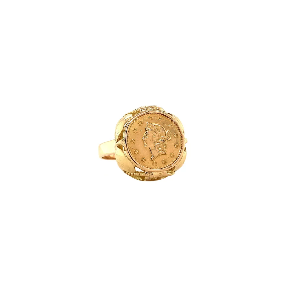 Vintage 14K Gold Ring with Coin