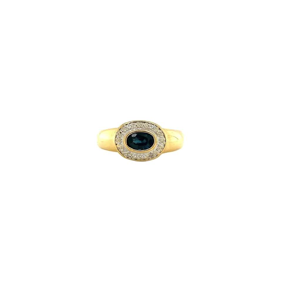Vintage 18K Gold Ring with Diamond and Sapphire