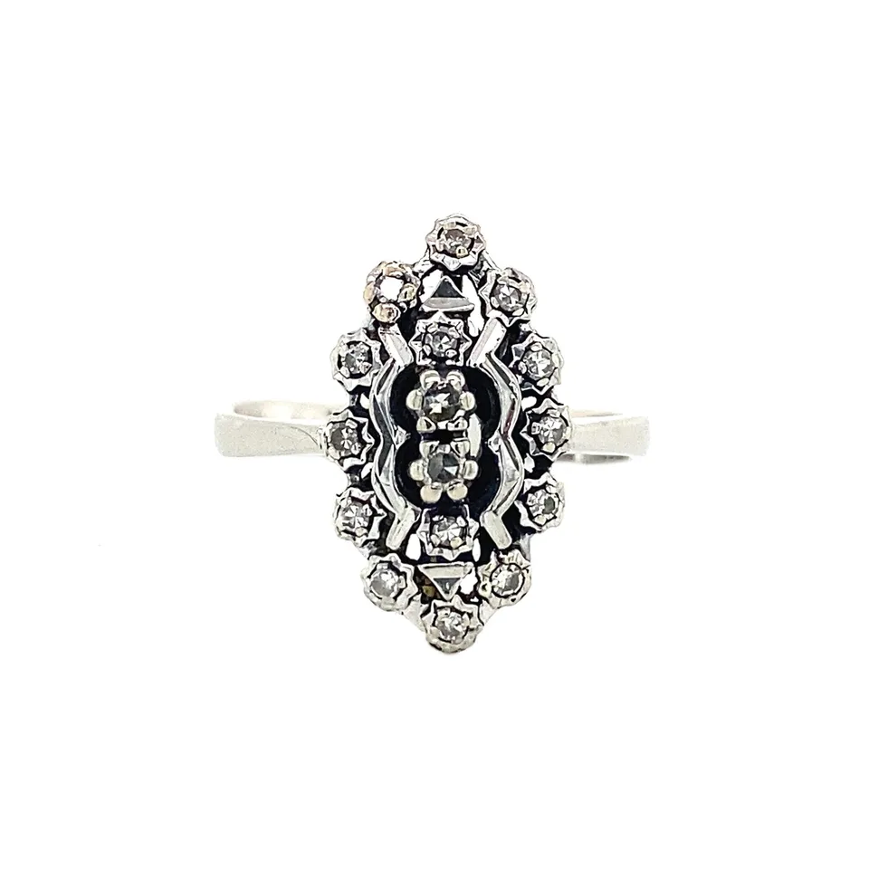 Vintage 14K White Gold Princess Ring with Diamond
