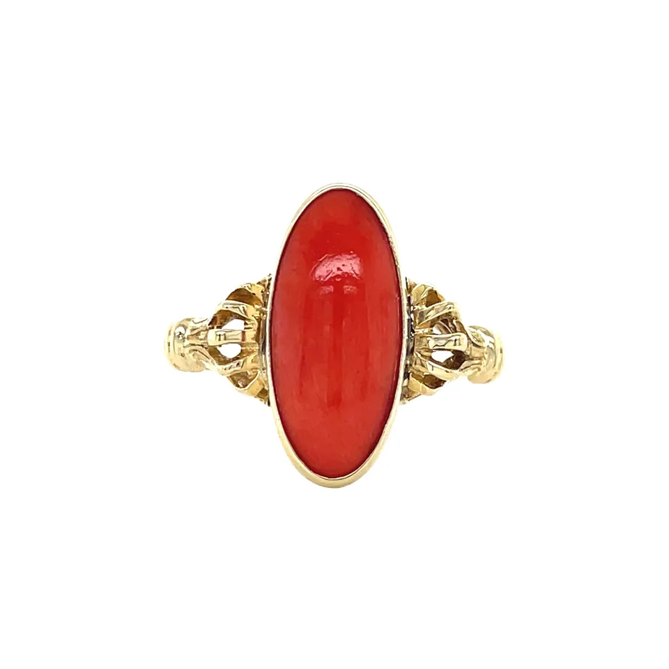 Vintage 14K Gold Ring with Red Coral