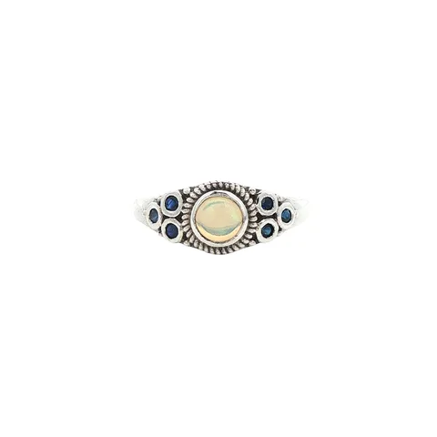 Vintage Sterling Silver Ring with Opal and Sapphire