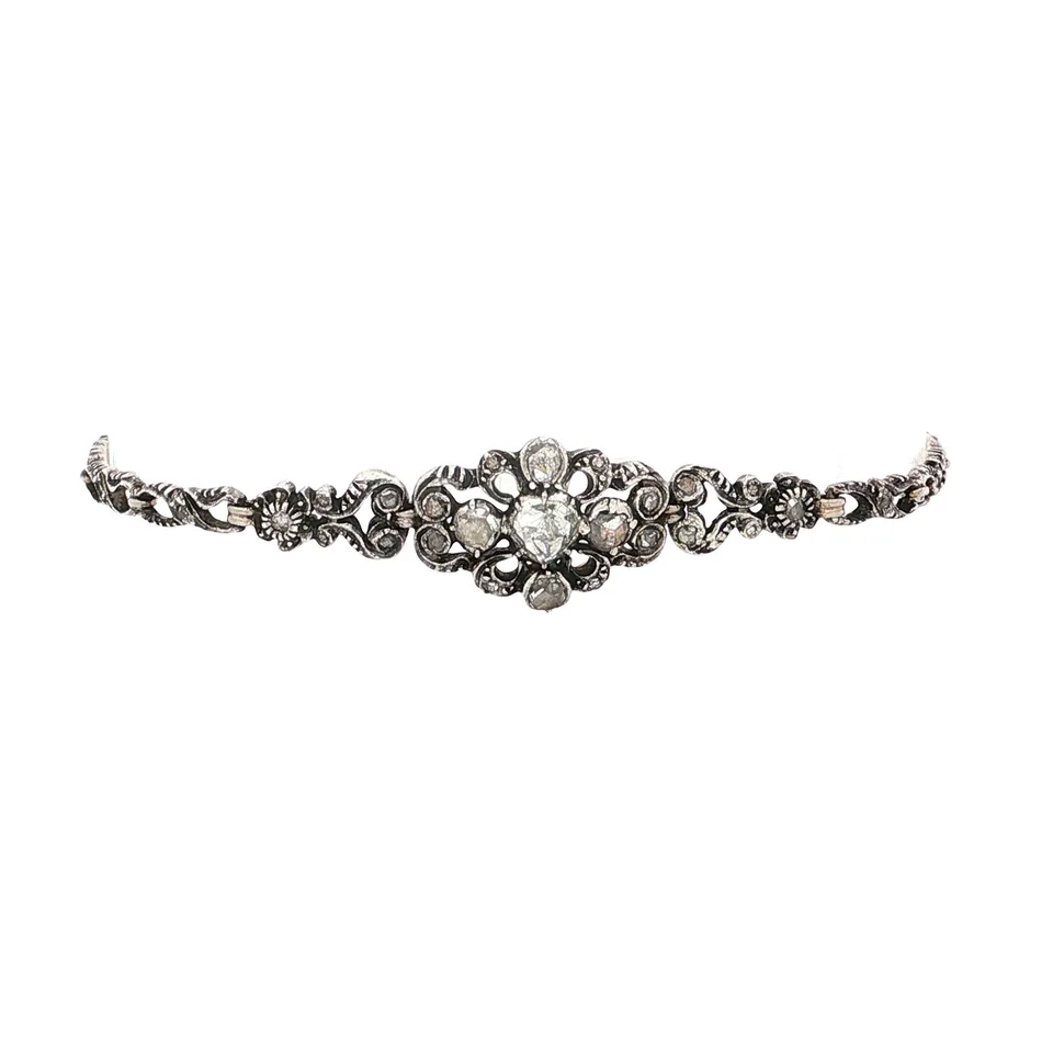 Vintage Silver 14K Bracelet with Diamond