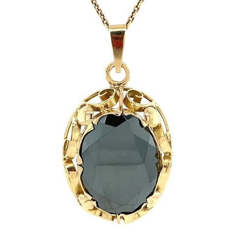 Vintage 14K Gold Pendant with Hematite
