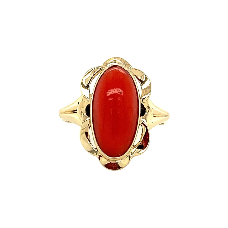 Vintage 14K Gold Ring with Red Coral