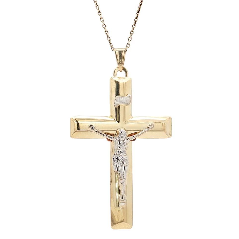 Vintage 14K Two Tone Gold Cross Pendant