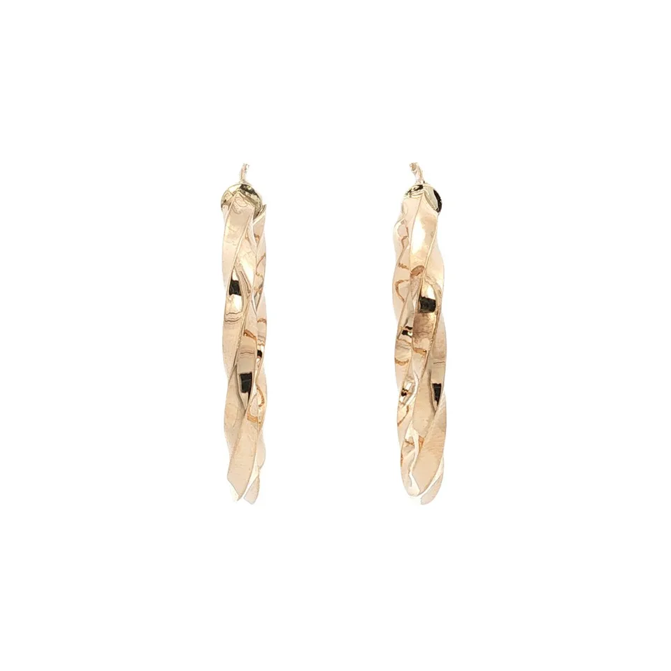 Vintage Twisted 9K Gold Hoop Earrings