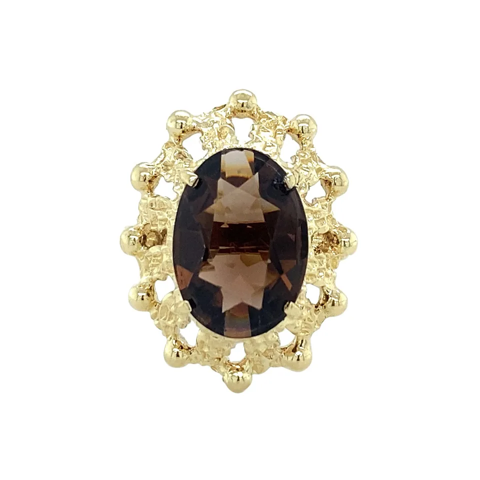 Vintage 14K Gold Ring with Smoky Quartz