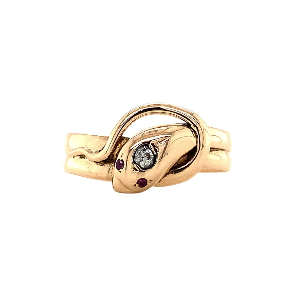 Vintage 14K Rose Gold Ring with Diamond and Ruby