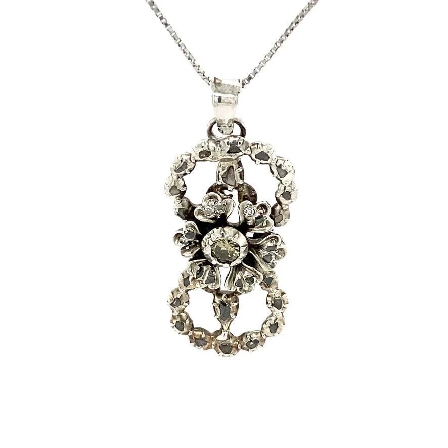 Vintage Sterling Silver Pendant and Diamond