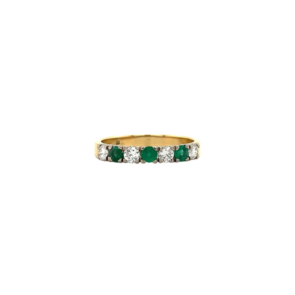 Vintage 18K Gold Ring with Emerald and Diamond