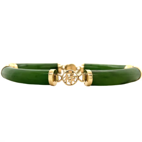 Vintage Jade Bracelet with 14K Gold Accents