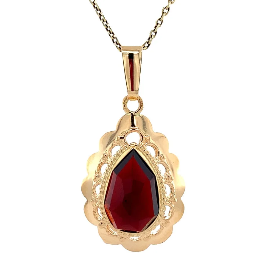 Vintage 14K Gold Pendant with Garnet