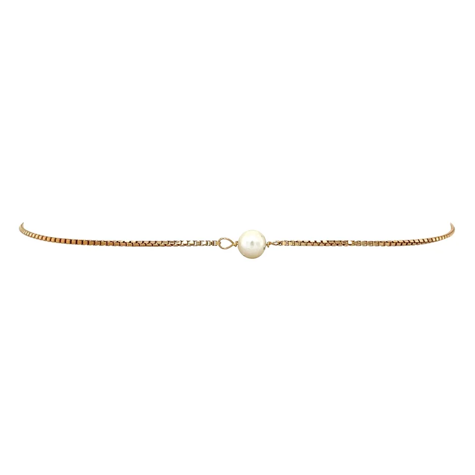 Vintage 14K Gold Venetian Bracelet with Pearl