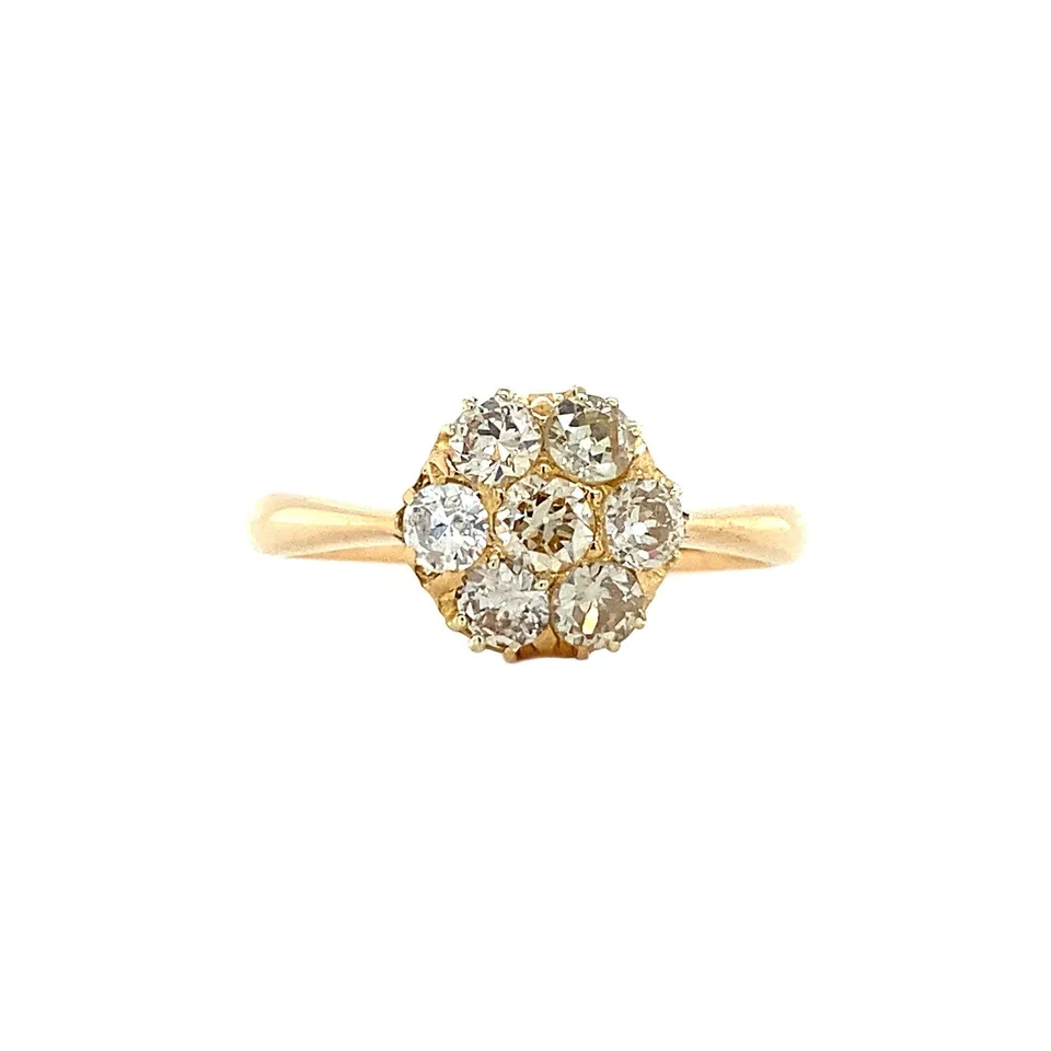 Vintage 20K Gold Cluster Ring with Diamond