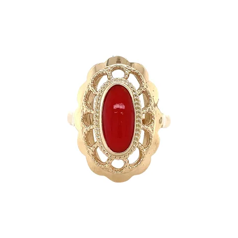 Vintage 14K Gold Ring with Red Coral