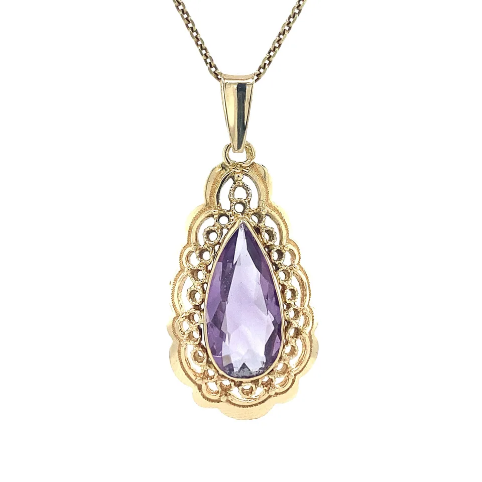 Vintage 14K Gold Pendant with Amethyst